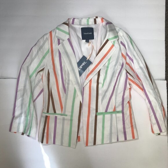 Modcloth NWT S Stripe Cotton-Linen Blazer - Picture 3 of 14